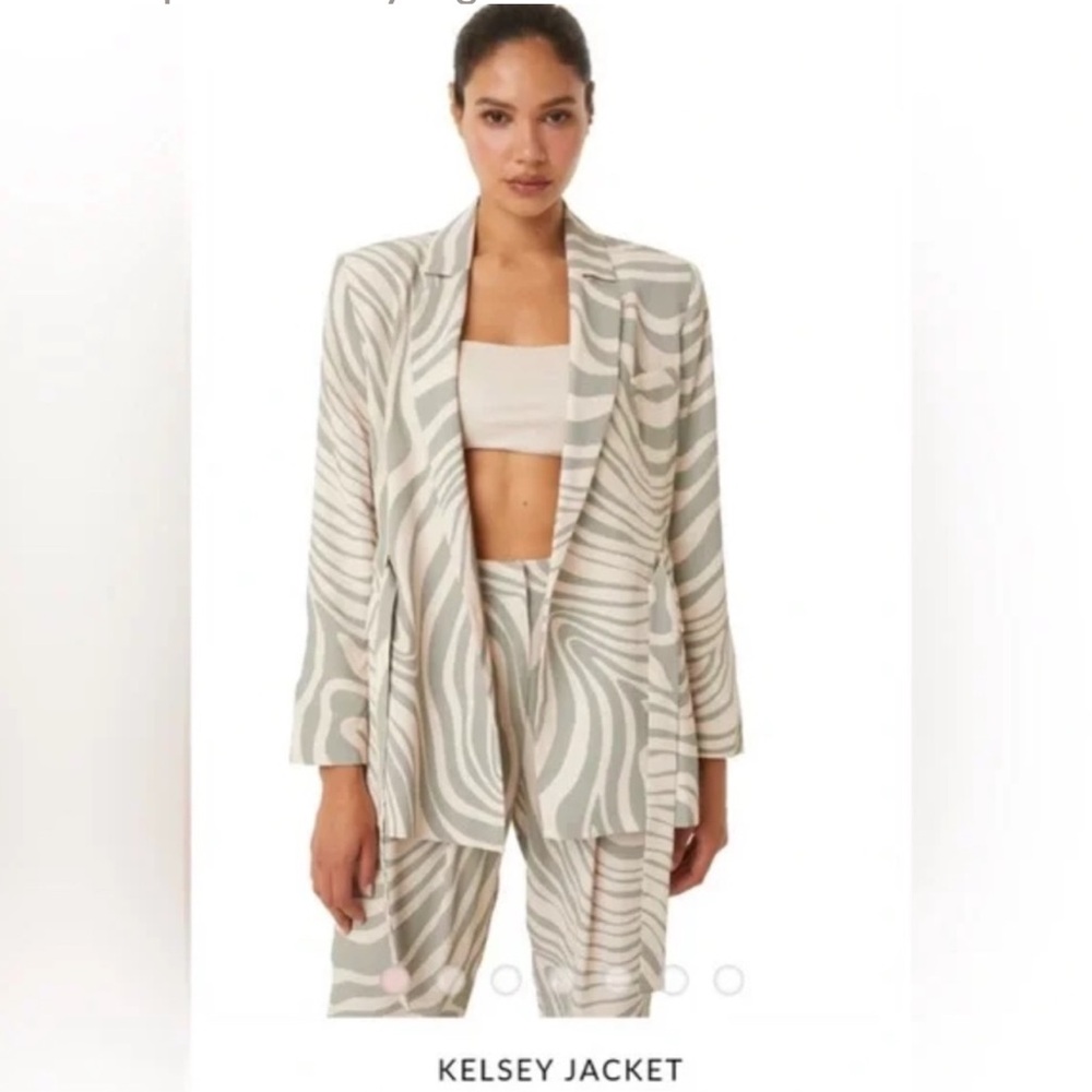 MISA Los Angeles The Kelsey Jacket Blazer Abstract w/Belted Pockets, NWT